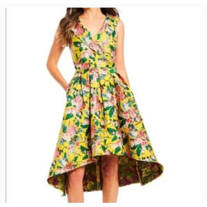 Alex Marie Daphne Floral Jacquard dress 14 high low